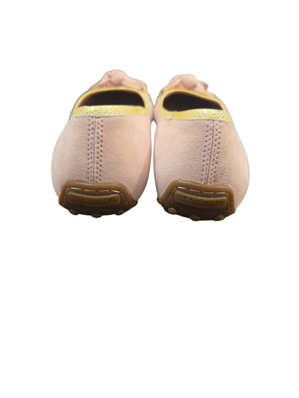 Sperry Top-Sider Suede & Leather Ballet Flats Pink Yellow Bow Womens Size 8M - Picture 5 of 8